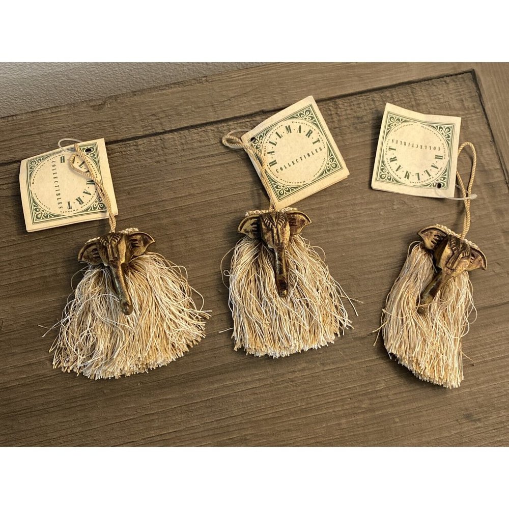 3 HALLMART COLLECTIBLES ELEPHANT KEY DOOR KEY DECORATIVE TASSELS NEW